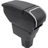 KAERGK Scatola per braccioli a doppio strato per Suzuki Ignis 2016-2024, Scatola portaoggetti con portabicchieri Accessori per braccioli in ABS e Pelle PU, Nero con filo nero