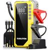 Karlxtom Booster Avviamento Auto con Compressore 190PSI, 12V Avviatore Batteria Auto (Tutto Gas/10L Diesel), Ingresso/Uscita Alimentazione di Avviamento e Luce LED da 500 LUM, Display LCD