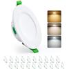 HOMEOW Faretti Led da Incasso per Cartongesso 5W, Diametro Foro 68mm - 90mm | 25mm Ultrasottili, IP44 Faretti Led Soffitto, Regolabile Calda 2700K, Neutro 4000K e Freddo 6000K, Set di 20