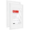 HIMEETIME® 2x Cornice per foto A2 42x59,4cm,Legno,quercia,Bianco,Passepartout 30x42cm,Cornice 42x60 con Vetro artificiale infrangibile,Cornice per Grande Quadro,Poster-Solo esposizione da parete