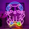 UExnkj-Y Insegna al Neon Gatto Gioco Insegna al Neon a Forma di Gamepad Luce al Neon Dimmerabili USB per Gamer, per Camere da Letto, Sale Giochi, Amanti dei Gatti e Gamer Adolescenti