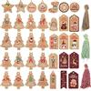 GeeRic Etichette Natalizie in Carta Kraft, GeeRic 200PCS Etichette Regalo per Natale con Corda Cotone/Lino DIY Tag Regalo di Natale Albero di Natale/Alce/Babbo Natale Decorazione a Lettera Regalo