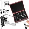 YIYAXIN 9 Pezzi Set Apribottiglie, Kit Cavatappi Professionali Coniglio, Set Accessori Vino Manuale con Aeratore, Taglia Capsule, Versatori, Tappi, Anello Antigoccia, Spirali Ricambio, Scatola Regalo Legno