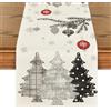 Artoid Mode Runner da tavolo grigio con alberi, decorazione natalizia per Natale, decorazione da tavolo invernale per la cucina, decorazione per interni, decorazione per feste e vacanze, 40x300 cm