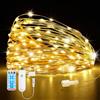 HOTUT Stringa Luci LED a Batteria Ricaricabili,2 Pezzi Mini Luci natalizie Filo d'argento con Timer Remoto,10M 100LEDs luci dell'interno della stringa per Interni e Esterni,Camere da Letto,Giardino