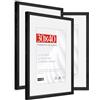 HIMEETIME® 3x Cornice per foto - 30x40 cm,Legno di ayous,Nero，Passepartout 21x30cm,Cornice per 30x40 diploma di grandi dimensioni- Cornice per Grande Quadro,Poster-Solo esposizione da