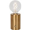LUCIDE VIVO - Lampada da tavolo ricaricabile - batteria/batteria - Ø 8 cm - LED Dim. - E27-1x1W 2700K - Oro opaco/ottone