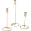 Boltze 2008260 - Candelabro Fio (3 pezzi, oro, metallo, altezza 20/26/32 cm, design moderno, decorazione da giardino, decorazione da tavolo, candele accessori)