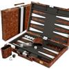 Lohofrnny Set Backgammon, Set di Backgammon Classico per 2 Giocatori, Gioco di Strategia da Viaggio Portatile (15 pollici, Marrone screziato)