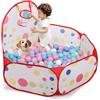 ZimiTeda Vasca Palline per Bambini con Gattini e Cagnolini - con Canestro da Basket, Pieghevole, per Interni/Esterni - 120 cm (Palline Non Incluse) (Red DOT)