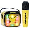 OTL Technologies Pokemon Pikachu Mini altoparlante per karaoke wireless a LED con microfono Bluetooth, giallo, luci che cambiano colore