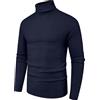 Hisir Maglione da uomo Turtle Neck Tops Inverno Caldo Lana Maglia Pullover Manica Lunga Maglione Solido Dolcevita Base Maglioni Morbidi, 04 Blu Navy, S