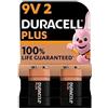 Duracell 2X Duracell 9V Plus (1 Blister Da 2 Batterie) 2 Pile (6LR61/MN1604)