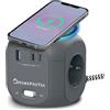 HOMEPROTEK Ciabatta Multipresa Con USB : Power Cube Con Caricatore Wireless, 3 Prese AC, 2 Porte USBC, 1 Porta USBA, Interruttore - Ciabatta Elettrica Compatta e Versatile per Casa e Ufficio - Grigio