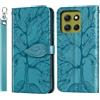 Rostsant Custodia per Motorola Moto G86 2025 Cover a Slot per Carte Portafoglio in Pelle PU Custodia a Libro Albero in Rilievo Cover Telefono per Motorola Moto G86 2025 Blu