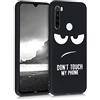 kwmobile Cover Compatibile con Xiaomi Redmi Note 8T - Custodia in Silicone TPU - Cover Protettiva Soft Case - Don't touch my phone bianco/nero