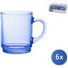 Duralex 6x Mug in pasta di vetro azzurro rosa cl 26