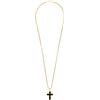 Breil, Collezione Alaine, Collana Uomo in Acciaio IP Gold, Catena Sottile con Pendente Croce, Inserto in Onice Nera, Chiusura a Gancio, Lunghezza 62 cm
