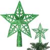 SHATCHI Puntale per albero di Natale, 14,5 cm, verde scuro, glitterato, infrangibile, per decorazioni per albero di Natale, albero di Natale, corona e ornamento per le vacanze