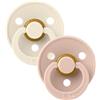 Bibs - Ciuccio Colour Rotondo Lattice Avorio/Rosa Cipria 6+ m Taglia 2 Confezione 2 Pezzi