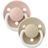 Bibs - Ciuccio Glow De Lux Rotondo Silicone Rosa Cipria/Vaniglia 0-36 m Taglia Unica Confezione 2 Pezzi