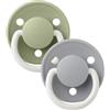 Bibs - Ciuccio Glow De Lux Rotondo Silicone Salvia/Nuvola 0-36 m Taglia Unica Confezione 2 Pezzi