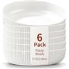 HOMQUEN Piatti Fondi, Set di 6 Ciotole per Pasta Grandi, Insalatiere da 1100 ml, Ciotole per Zuppa Bianche, Ciotole per la Cena in Plastica Infrangibile, Set di Stoviglie (Bianco)