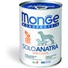 MONGE 400 g Monge Monoprotein Alimento Completo Monoproteico Cibo Umido Paté per Cani Adulti con Solo Anatra Grain Free e Gluten Free