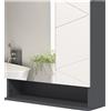 Easycomfort Armadietto con Specchiera Bagno a 2 Ante e Mensole Regolabili in Legno, 55x17x55cm, Grigio