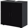 Easycomfort Mobile Sottolavabo Bagno in Legno con Armadietto 2 Ante, 60x30x60cm, Nero