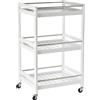 Easycomfort Carrello da Cucina Portavivande in Legno con 3 Ripiani e Ruote, 45x38x78cm, Bianco