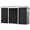 Easycomfort Casetta da Giardino Porta Utensili in Lamiera di Acciaio con Porte Scorrevoli, 280x130x172cm, Grigio-Nero