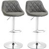 Easycomfort Set 2 Sgabelli da Bar con Altezza Regolabile, Base in Metallo e Seduta Finta Pelle, Sgabelli Alti Moderni Girevoli con Schienale e Poggiapiedi 46x48x83-104cm, Grigio Scuro