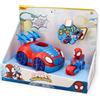 SPIDEY, MARVEL Veicolo 2 in 1, auto con funzione lanciatore, moto e personaggio spidey