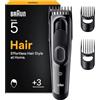 Braun Tagliacapelli Uomo Series 5, + 3 Strumenti Styling, HC5330, Nero