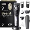 Braun Regolabarba Uomo Series 9, Rasoio Elettrico Barba Braun, +10 Strumenti da Barbiere, Lama Problade Affilata a Vita, 180 Min, Selettore di Precisione con 52 Lunghezze, Impermeabile, Bt9545, Cromo