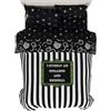 Franco Set Trapunta e Lenzuola, Microfibra, Nero & Bianco-Beetlejuice, 5 Pezzi Queen Size
