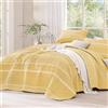 Andency Set di copripiumino per letto king size giallo (300 x 200 pollici), 3 pezzi (1 trapunta a triangolo a righe e 2 federe), set di copriletto in microfibra reversibile estivo bohémien leggero