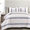 Lush Decor Farmhouse - Set copripiumino a righe, 3 pezzi, colore: blu navy, pieni e regina