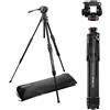 Manfrotto 500X Testa Video Fluida e Treppiede Ibrido ONE, Alluminio, Kit Foto & Video, Portata 5kg, Colonna Livellante, Colonna Orizzontale 90°, Sistema Quick Release, per Fotocamere DSLR & Mirrorless