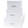 Bigso Box of Sweden Scatole con coperchio per oggetti vari - Scatole portaoggetti cartone per camera, bagno e ufficio - Scatole organizer impilabili in fibra di legno e carta - Set da 3 - bianco