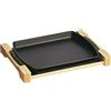 STAUB Piatto da portata in ghisa con base in legno, rettangolare, 33 x 23 cm, 1 L, adatto all'induzione, nero