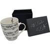 Tazza Mug Musica Note Musicali Pentagramma Agifty Porcellana Scatola Regalo