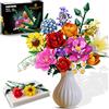 CUBIMANA Kit di Costruzione Bouquet di Fiori - Set di 1000 Pezzi, Regalo Botanico per San Valentino per Lei e per Lui, 15 Blocchi Artificiali per Fiori per Decorazione Domestica per Adulti 6+