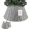 DECO EXPRESS Gonna Albero di Natale, Base Albero Vimini, Collare Naturale per Decorazioni Natalizie per Xmas Festa, 27 x 30cm (Grigio, Altezza 27 cm/Base 50 cm)