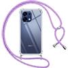 Pnakqil Cover per Oppo A6 Pro 5G/4G con Cordino, Trasparente Custodia con Laccio Tracolla Cellulare Girocollo Collana Protettiva per Oppo A6 Pro 5G/4G 6.57 Pollic, Viola 01