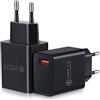 Raeisusp 【2 Pacchi】Quick Charge 3.0, Ricarica rapida 18 W. Adattatore di alimentazione USB Presa a muro per Caricabatterie wireless QI da 10 W, iPad Pro, tablet, iPhone, Samsung Galaxy, LG, HTC