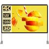 HOIN Projector Screen with Stand 120 inch 16:9 HD 4K Outdoor Indoor Projection Screen for Home Theater 3D Fast-Folding Projector Screen with Stand Legs and Carry Bag Projection Movie Wrinkle-Free…