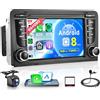 Rimoody 6G+128G 8 Core Wireless Carplay Android Autoradio per Audi A3 8P A3 8P1 S3 RS3 8P RS3 Sportback 7 Pollici Autoradio Android Auto GPS Navi WiFi Mirror Link Bluetooth FM/RDS/DSP EQ Telecamera Posteriore