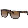 Ray-Ban Justin RB4165 Non-Polarized- Occhiali da Sole Unisex, Marrone (Avana Scuro), 54 mm